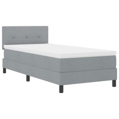 vidaXL Letto a Rete con Materasso e Luce LED Grigio Chiaro 100x200 cm Tessuto