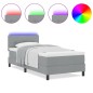 vidaXL Letto a Rete con Materasso e Luce LED Grigio Chiaro 100x200 cm Tessuto