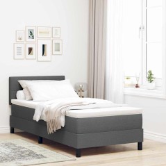 vidaXL Letto box spring con materasso e LED grigio scuro 100x200 cm in tessuto