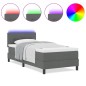 vidaXL Letto box spring con materasso e LED grigio scuro 100x200 cm in tessuto vidaXL Letto box spring con materasso e LED grigio scuro 100x200 cm in tessuto