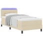 vidaXL Letto con Box Spring e Materasso & LED Crema 100x200 cm Tessuto