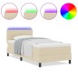 vidaXL Letto con Box Spring e Materasso & LED Crema 100x200 cm Tessuto