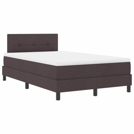 vidaXL Letto con Box Spring e Materasso & LED Marrone Scuro 120x190 cm Tessuto