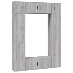 Set Mobili Porta TV 8pz Grigio Sonoma in Legno Multistrato