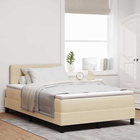 vidaXL Letto Box Spring con Materasso e LED Crema 120x200 cm Tessuto