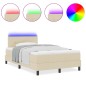 vidaXL Letto Box Spring con Materasso e LED Crema 120x200 cm Tessuto
