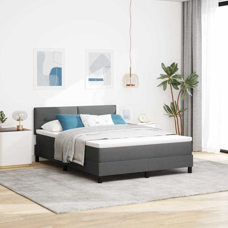 vidaXL Letto con Contenitore e Materasso & LED Grigio Scuro 140x190 cm Tessuto vidaXL Letto con Contenitore e Materasso & LED Grigio Scuro 140x190 cm Tessuto