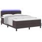 vidaXL Letto Box Spring con Materasso e LED Marrone Scuro 140x190 cm Tessuto vidaXL Letto Box Spring con Materasso e LED Marrone Scuro 140x190 cm Tessuto