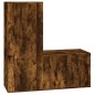 Set Mobili Porta TV 2 pz Rovere Fumo in Legno Multistrato Set Mobili Porta TV 2 pz Rovere Fumo in Legno Multistrato