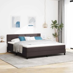 vidaXL Letto Box Spring con Materasso e LED Marrone Scuro 180x200 cm Tessuto