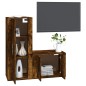 Set Mobili Porta TV 2 pz Rovere Fumo in Legno Multistrato Set Mobili Porta TV 2 pz Rovere Fumo in Legno Multistrato