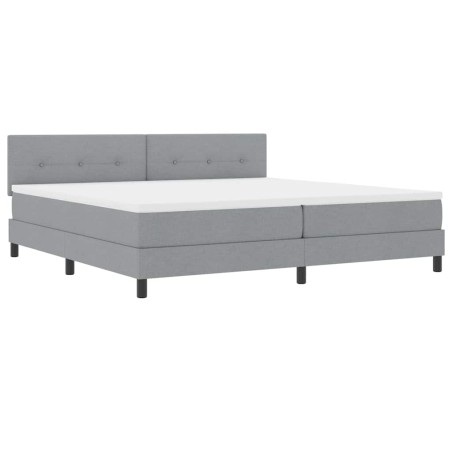 vidaXL Letto a Mola con Materasso e Luce LED Grigio Chiaro 200x200 cm Tessuto