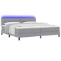vidaXL Letto a Mola con Materasso e Luce LED Grigio Chiaro 200x200 cm Tessuto