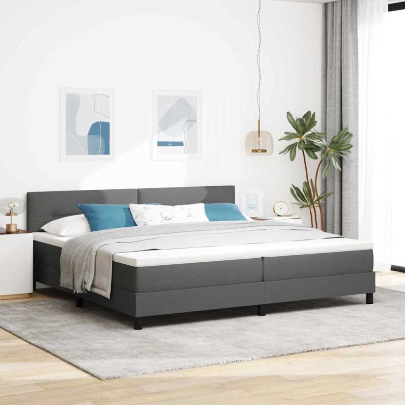 vidaXL Rete a Molla con Materasso e LED Grigio Scuro 200x200 cm Tessuto