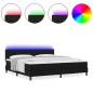 vidaXL Letto con Rete A Doghe con Materasso & LED Nero 200x200 cm Tessuto