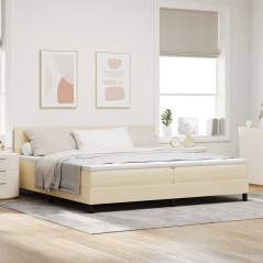 vidaXL Letto con Box Spring e Materasso & LED Crema 200x200 cm Tessuto