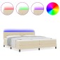 vidaXL Letto con Box Spring e Materasso & LED Crema 200x200 cm Tessuto