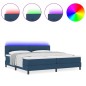 vidaXL Letto con Box Spring e Materasso & LED Blu 200x200 cm Tessuto
