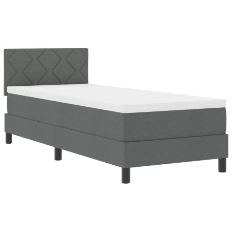vidaXL Letto Box Spring con Materasso & LED Grigio Scuro 80x200 cm Tessuto