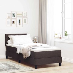 vidaXL Letto con Box Spring e materasso & LED marrone scuro 80x200 cm Tessuto
