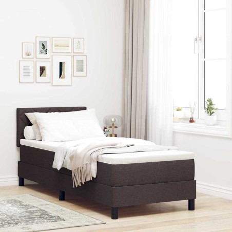 vidaXL Letto con Box Spring e materasso & LED marrone scuro 80x200 cm Tessuto