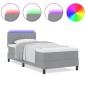 vidaXL Letto Con Rete E Materasso & LED Grigio Chiaro 90x190 cm Tessuto vidaXL Letto Con Rete E Materasso & LED Grigio Chiaro 90x190 cm Tessuto