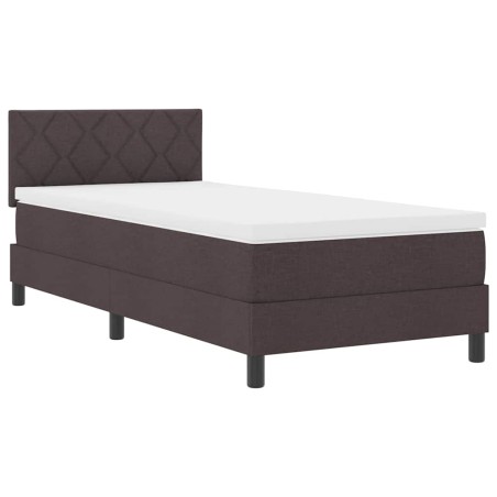 vidaXL Letto con rete a molle e materasso & LED marrone scuro 90x200 cm in tessuto