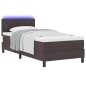 vidaXL Letto con rete a molle e materasso & LED marrone scuro 90x200 cm in tessuto vidaXL Letto con rete a molle e materasso & LED marrone scuro 90x200 cm in tessuto