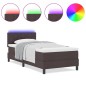 vidaXL Letto con rete a molle e materasso & LED marrone scuro 90x200 cm in tessuto vidaXL Letto con rete a molle e materasso & LED marrone scuro 90x200 cm in tessuto