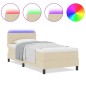 vidaXL Letto a Molle con Materasso & LED Crema 90x200 cm Tessuto