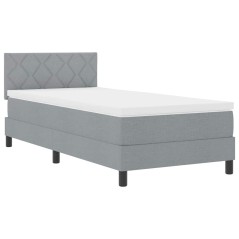 vidaXL Letto Box Spring con Materasso & LED Grigio Chiaro 100x200 cm Tessuto