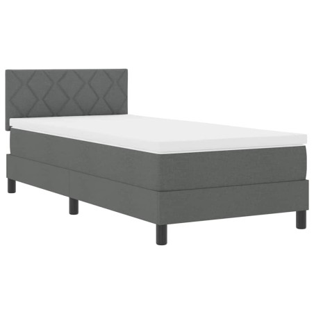 vidaXL Letto Box Spring con Materasso & LED Grigio Scuro 100x200 cm Tessuto