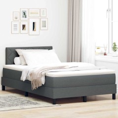 vidaXL Letto box spring con materasso e LED grigio scuro 120 x 190 cm tessuto