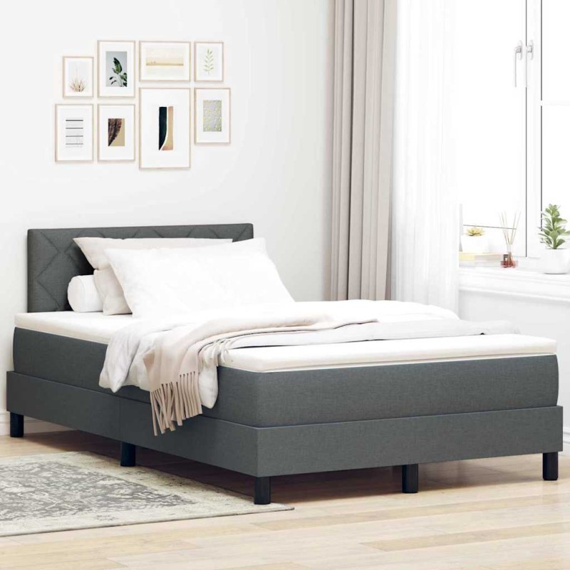 vidaXL Letto box spring con materasso e LED grigio scuro 120 x 190 cm tessuto vidaXL Letto box spring con materasso e LED grigio scuro 120 x 190 cm tessuto