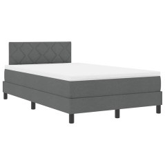 vidaXL Letto box spring con materasso e LED grigio scuro 120 x 190 cm tessuto
