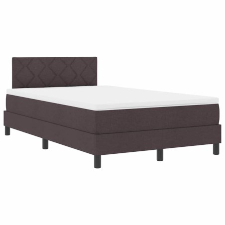 vidaXL Letto a Rete con Materasso e LED Marrone Scuro 120x190 cm in Tessuto