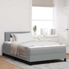vidaXL Letto a molle con materasso e LED grigio chiaro 120x200 cm tessuto
