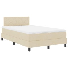 vidaXL Letto a Box Spring con Materasso e Luce LED Color Crema 120x200 cm in Tessuto