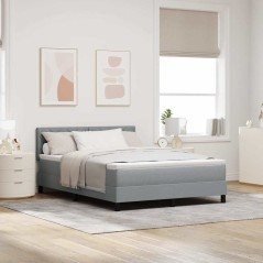 vidaXL Letto con Rete a Molle e Materasso & LED Grigio Chiaro 140x190 cm Tessuto