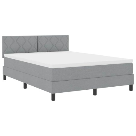 vidaXL Letto con Rete a Molle e Materasso & LED Grigio Chiaro 140x190 cm Tessuto