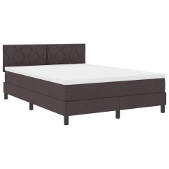 vidaXL Letto a molle con materasso & LED Marrone scuro 140x190 cm Tessuto
