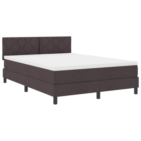 vidaXL Letto a molle con materasso & LED Marrone scuro 140x190 cm Tessuto