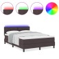 vidaXL Letto a molle con materasso & LED Marrone scuro 140x190 cm Tessuto