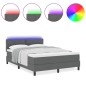 vidaXL Letto Box Spring con Materasso e LED Grigio Scuro 140x200 cm Tessuto
