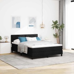 vidaXL Letto con Box Spring con Materasso & LED Nero 140x200 cm Tessuto
