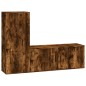 Set Mobili Porta TV 2 pz Rovere Fumo in Legno Multistrato
