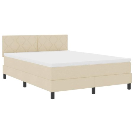 vidaXL Letto con Rete a Molle con Materasso e Luce LED Crema 140x200 cm Tessuto
