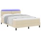vidaXL Letto con Rete a Molle con Materasso e Luce LED Crema 140x200 cm Tessuto