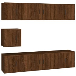 Set Mobili Porta TV 7 pz Rovere Marrone in Legno Multistrato