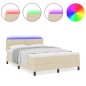 vidaXL Letto a Molle con Materasso & LED Crema 160x200 cm Tessuto